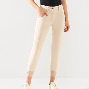 Brunello Cucinelli SS/20 Cream Monili-Bead Distress-Cuff Jeans